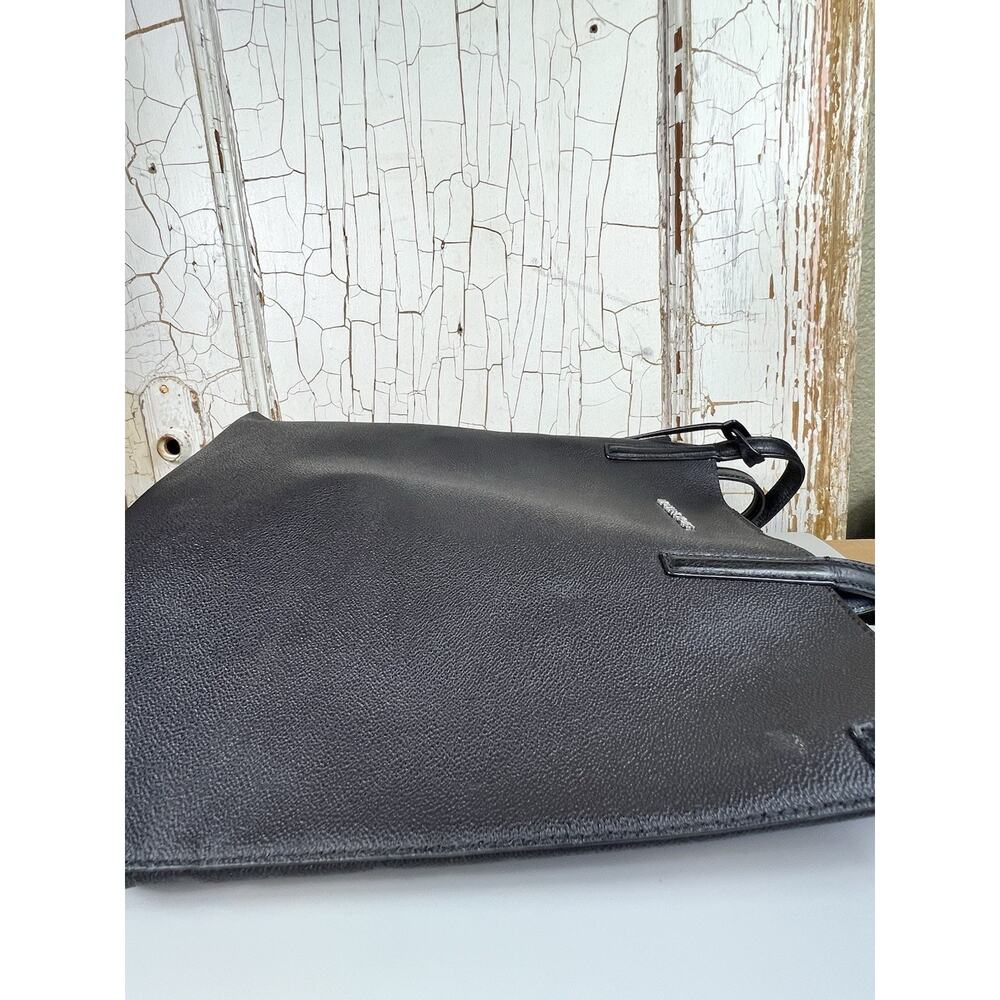 Michael Kors Hayley Black Coated Leather Large Tote Purse Double Handles W Strap - Picture 3 of 16